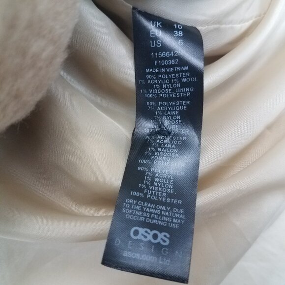 ASOS Design US 6 Petite Double Breasted Coat in Beige - Picture 5 of 9